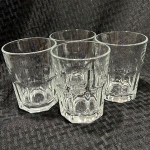 (4) Boston by Crisa Clear 8 panel On The Rocks Glasses 4"